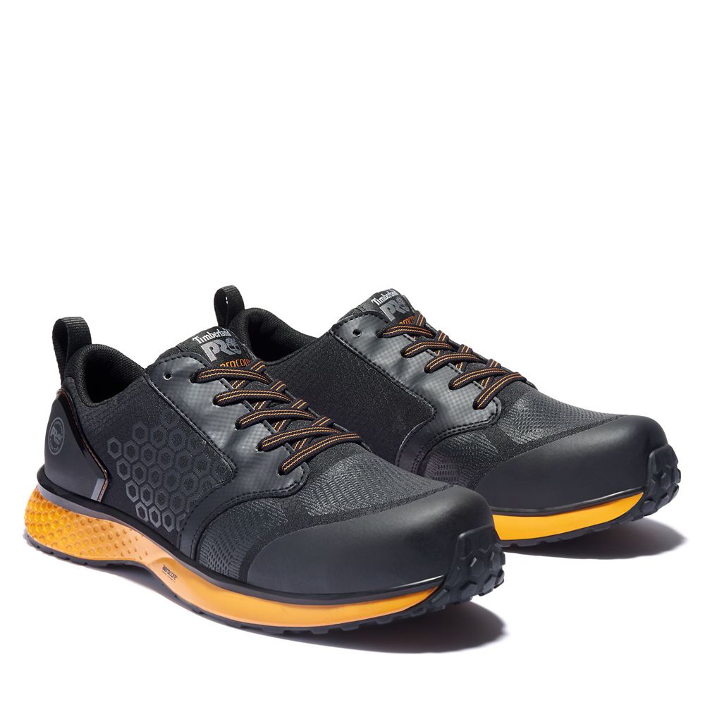 Pantofi De Lucru Timberland Barbati Negrii/Portocalii - Pro® Reaxion Comp Toe - Romania - PQOVDS437